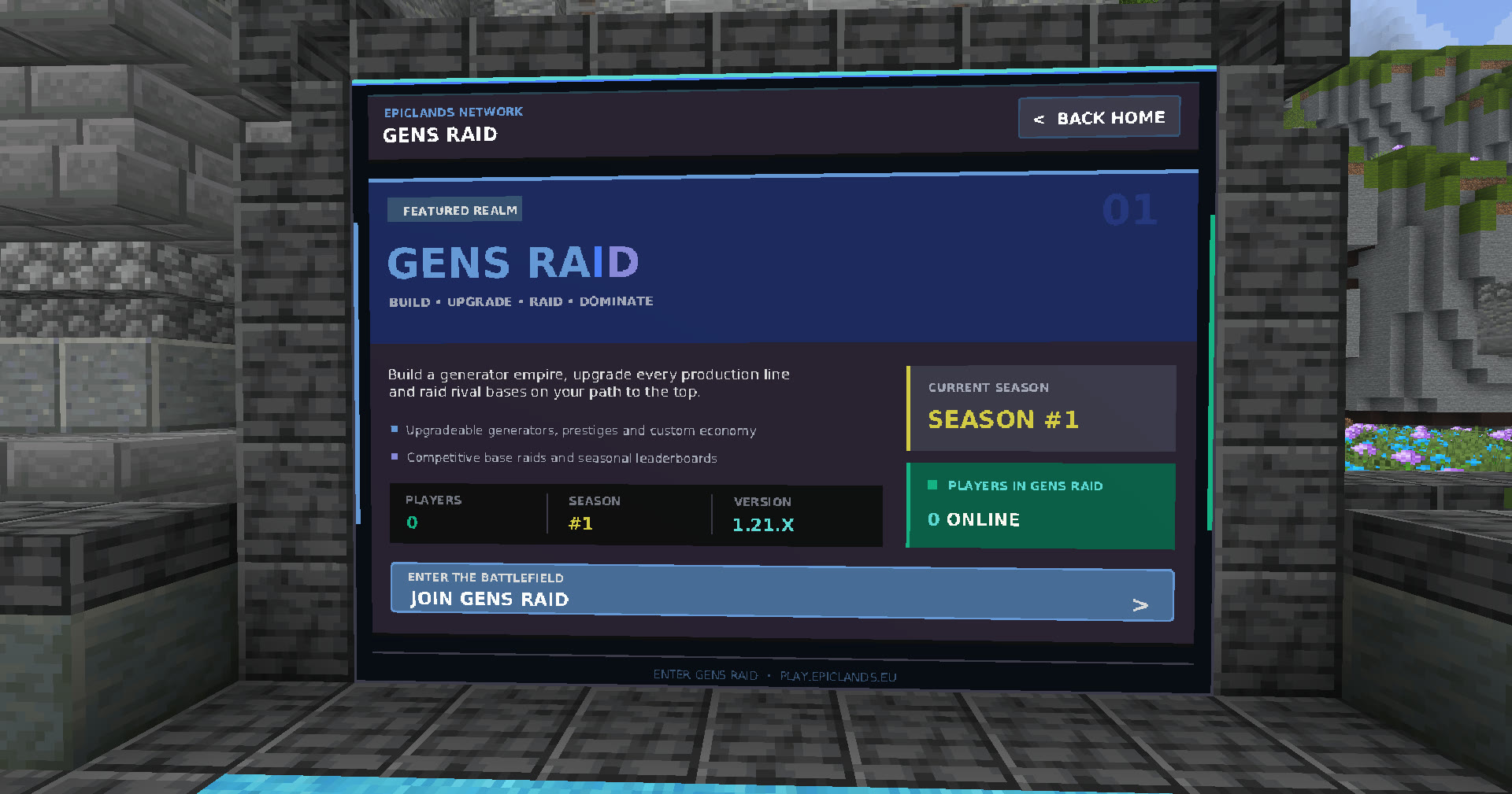 Gens Raid — realm panel